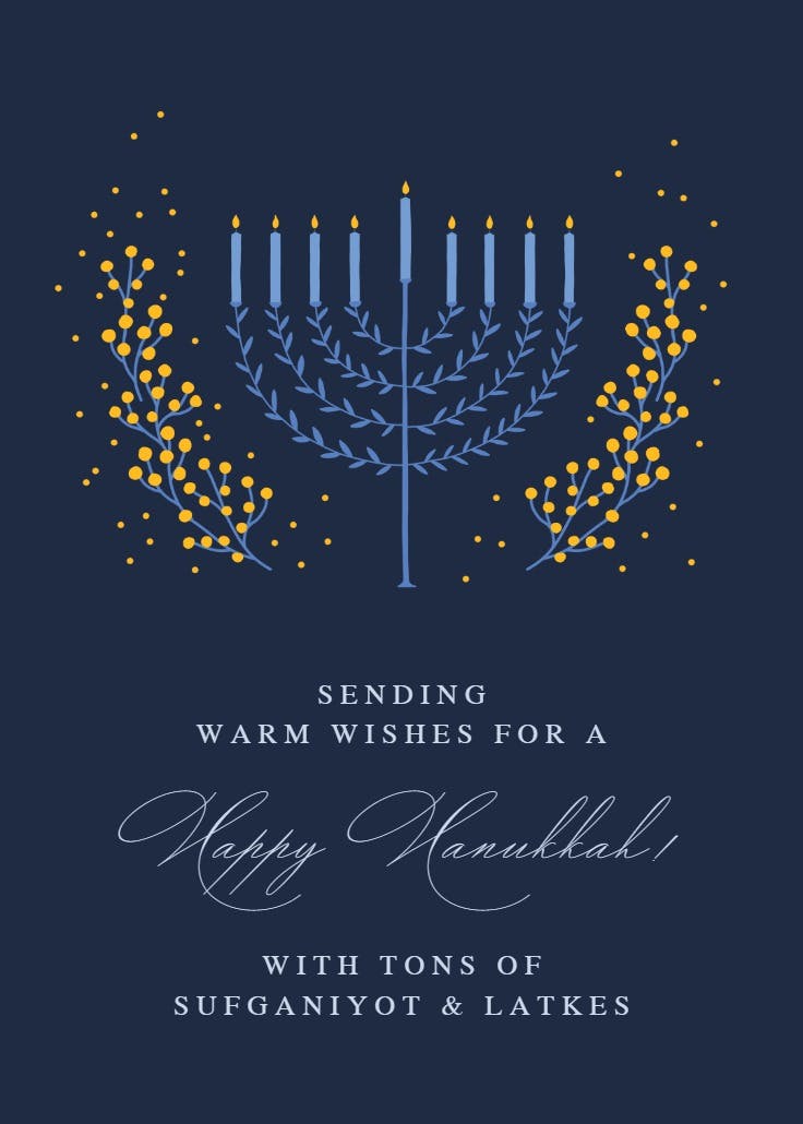 Menorah wreath floral - tarjeta de hannukah
