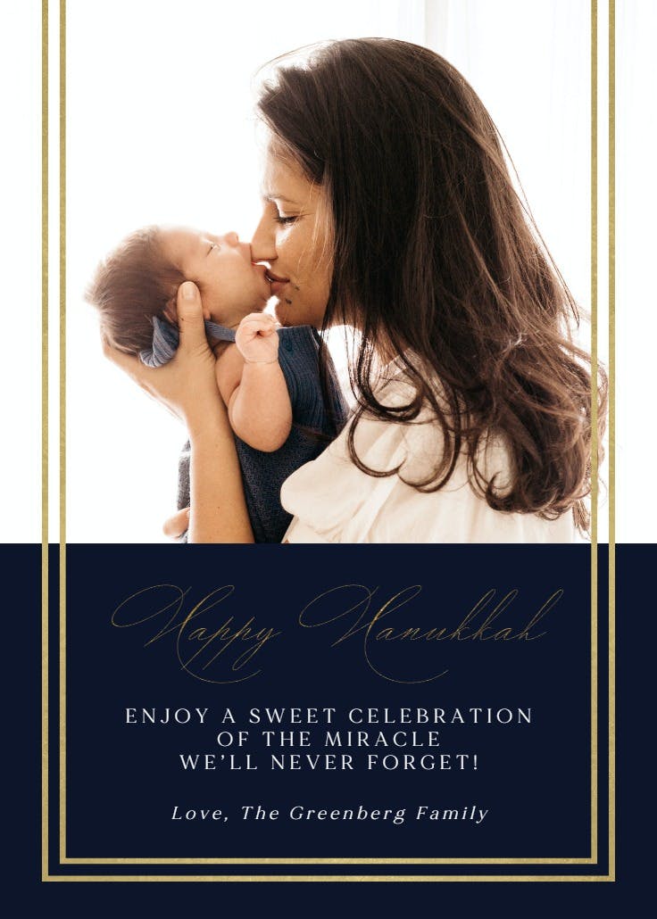 Modern golden lines - tarjeta de hannukah
