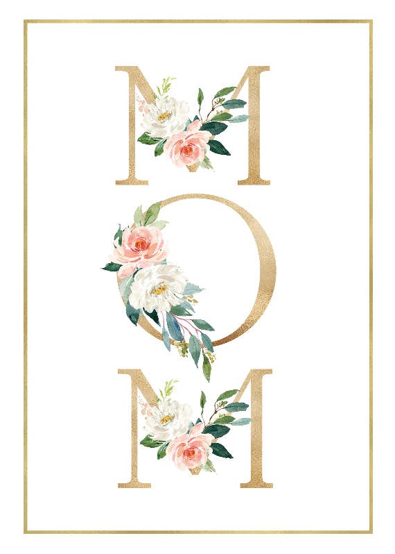 Mom floral lettering - tarjeta del día de la madre