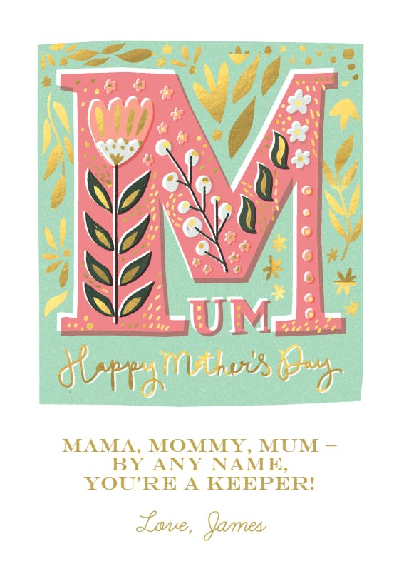 Monogram - mother's day card