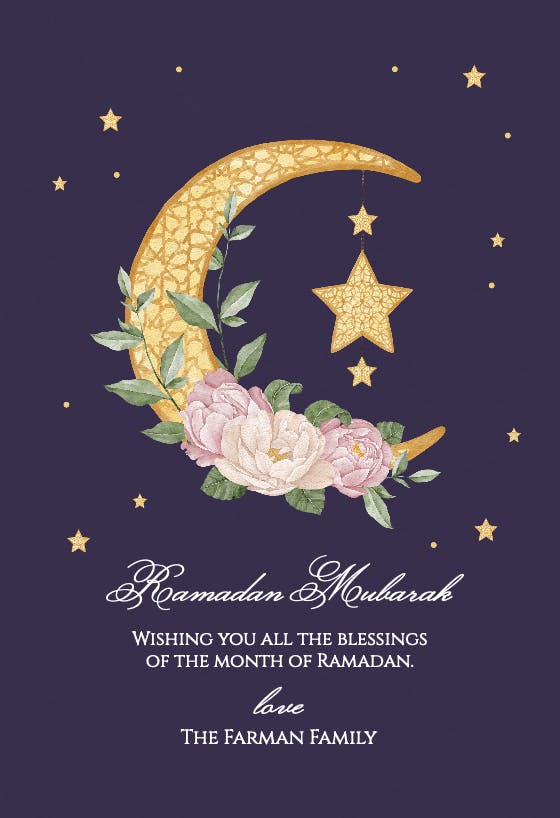 Moon with flowers - ramadan card