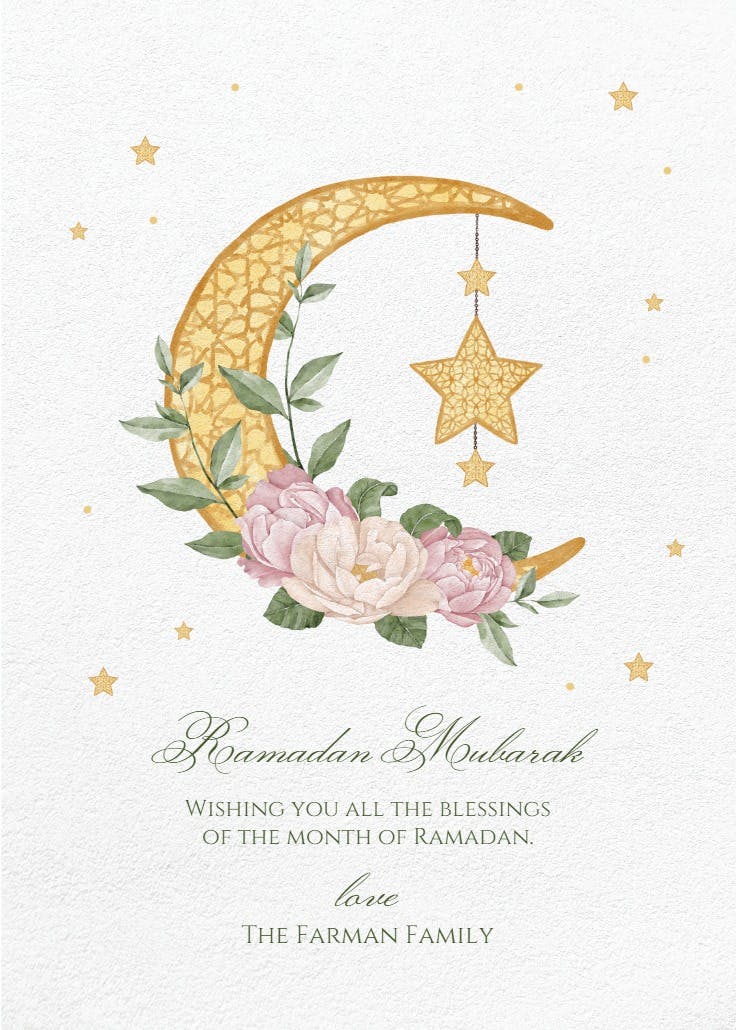 Moon with flowers - holidays card