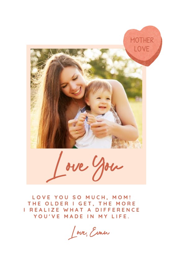 Mother love - tarjeta del día de la madre