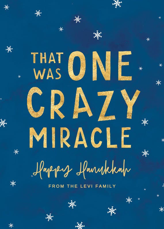 One crazy miracle -  tarjeta de hannukah
