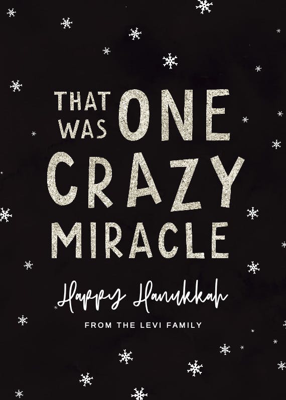 One crazy miracle - hanukkah card