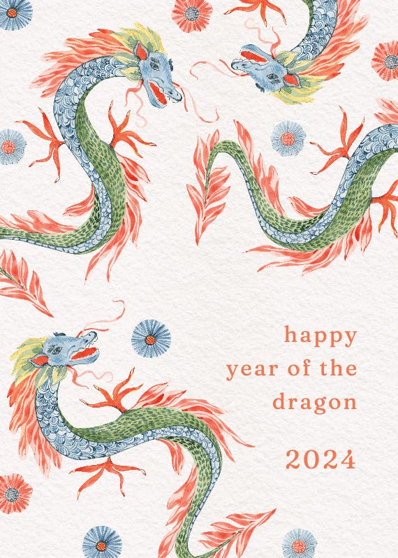 Painted dragon -  free lunar new year card