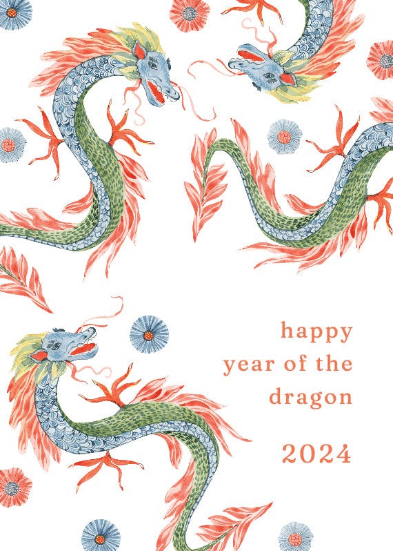 Painted dragon -  free lunar new year card