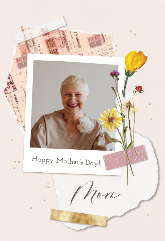 Paper and flowers - mother's day card