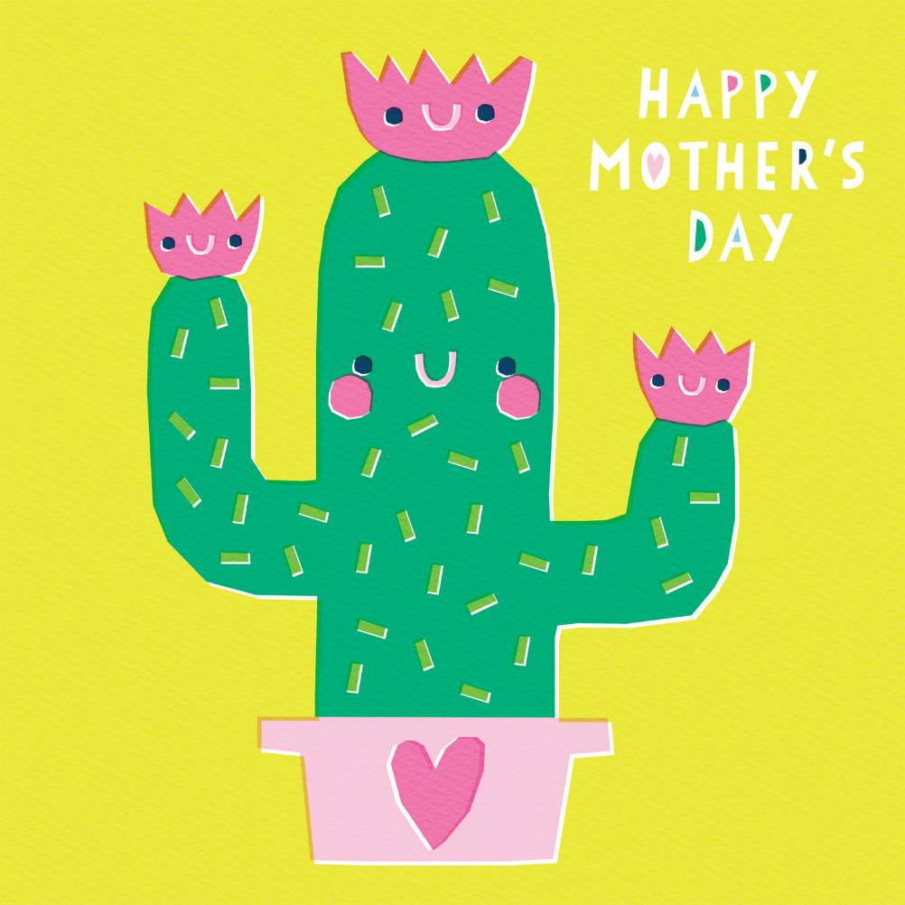 Paper cut cactus -  tarjeta del día de la madre