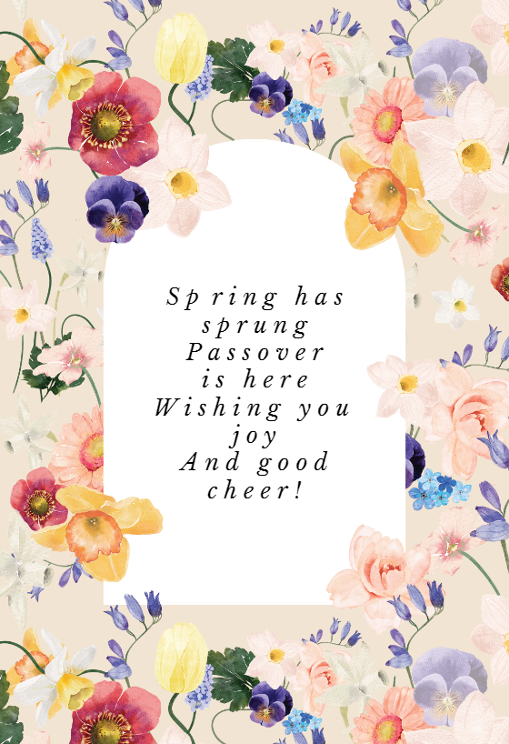 Passover Blooms Pattern Passover Card Greetings Island