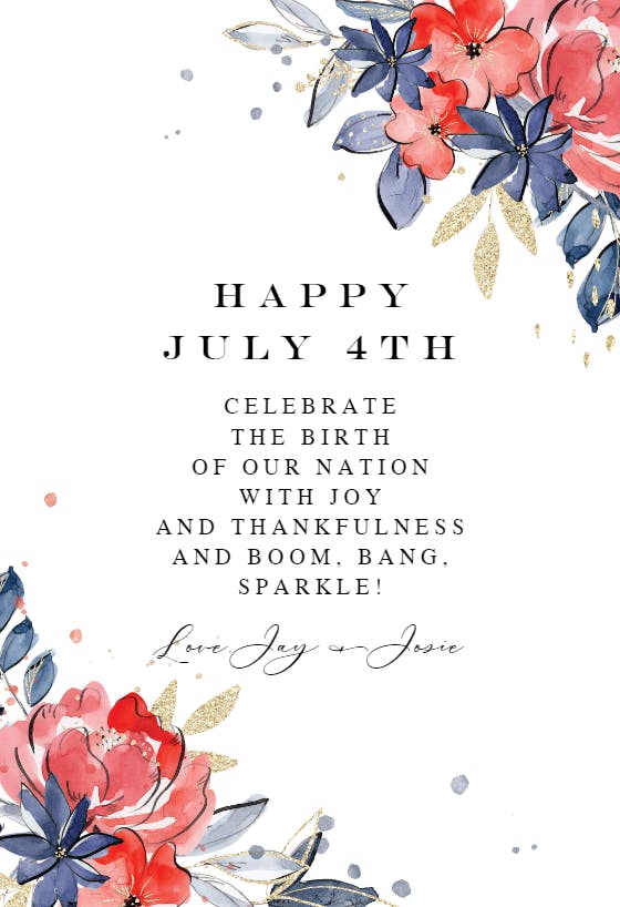 Patriotic posies - 4th of july greeting card
