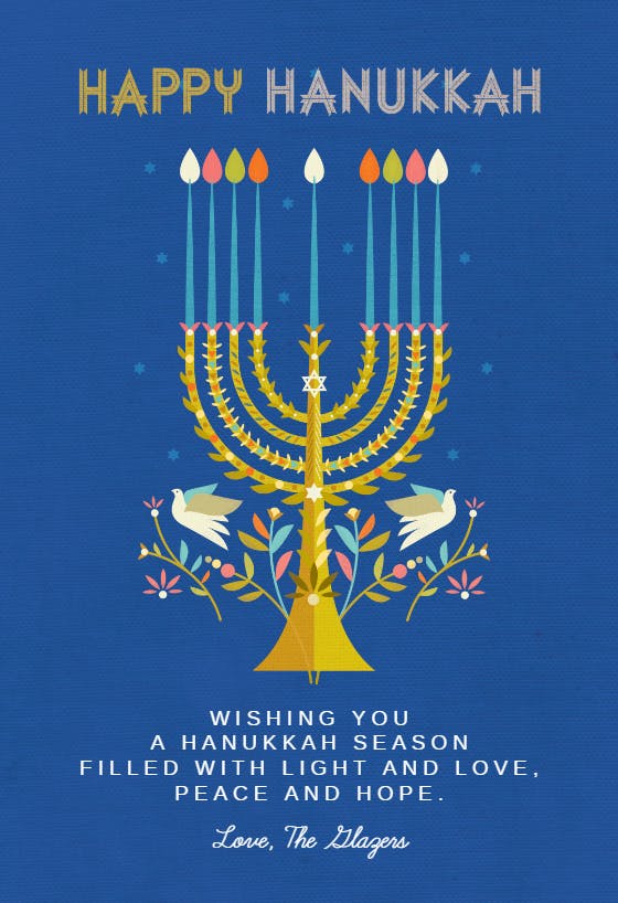 Peace & light - hanukkah card