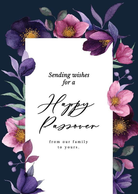 Peeking petals -  tarjeta de la pascua judía