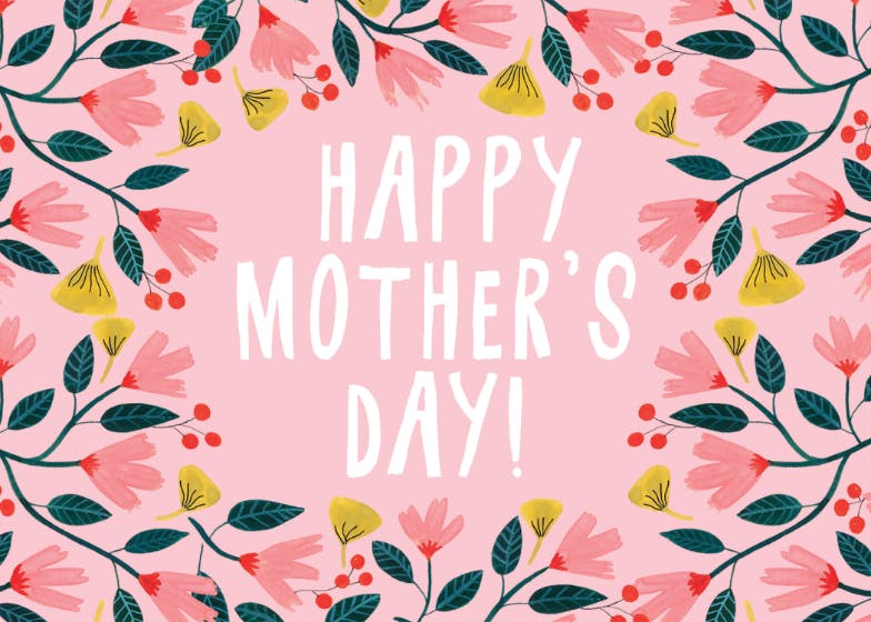 Pink floral - tarjeta del día de la madre