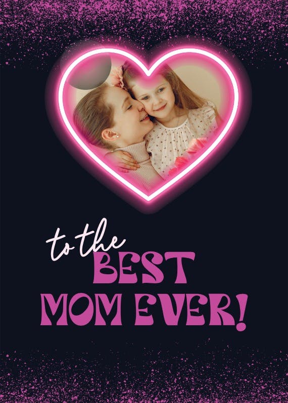 Pink neon glow - mother's day card