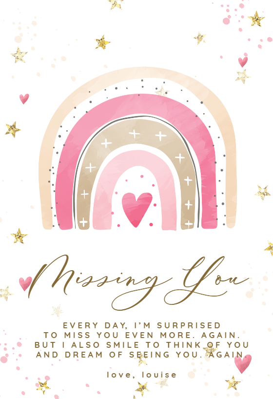 Pink Rainbow Heart - Miss You Card | Greetings Island