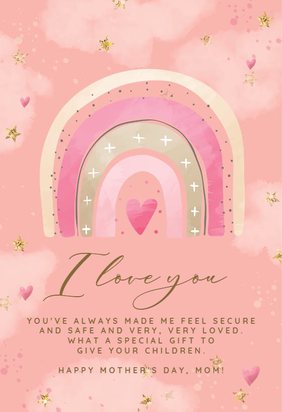 Pink rainbow heart - mother's day card