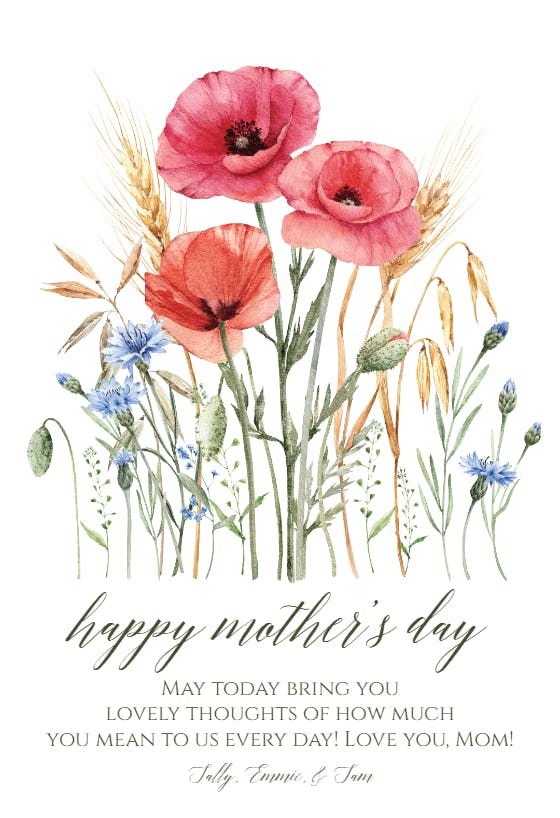 Poppin’ poppies -  tarjeta del día de la madre