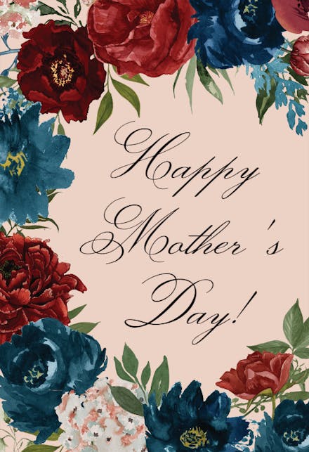 Purple Flowers Border - Tarjeta Del Día De La Madre