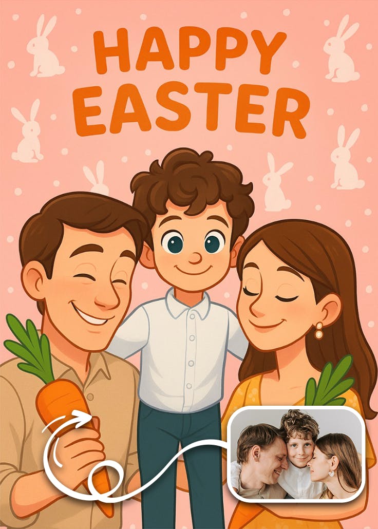 Rabbits and carrots - easter card