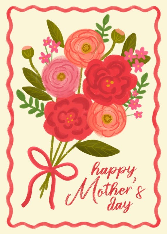 Red bouquet -  tarjeta del día de la madre