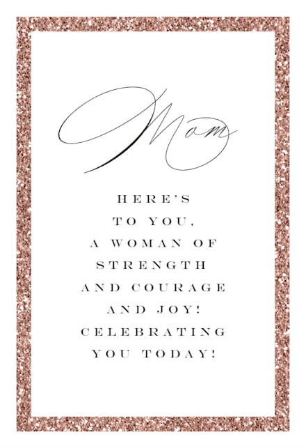 Rose Glitter Border - Tarjeta Del Día De La Madre