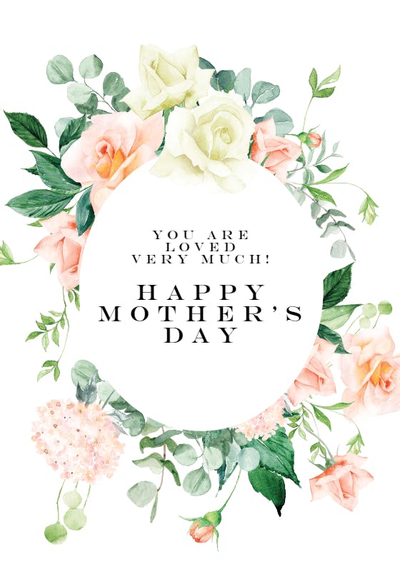 Roses oval framed -  tarjeta del día de la madre