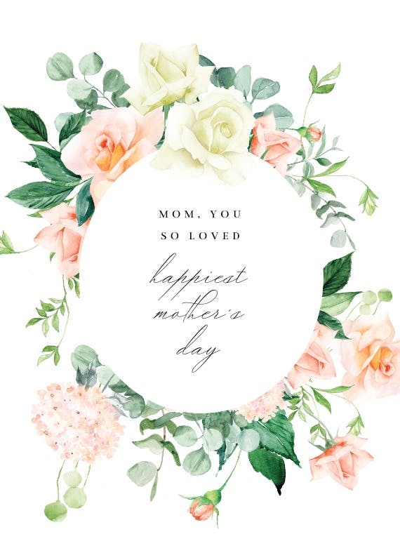 Roses oval framed -  tarjeta del día de la madre