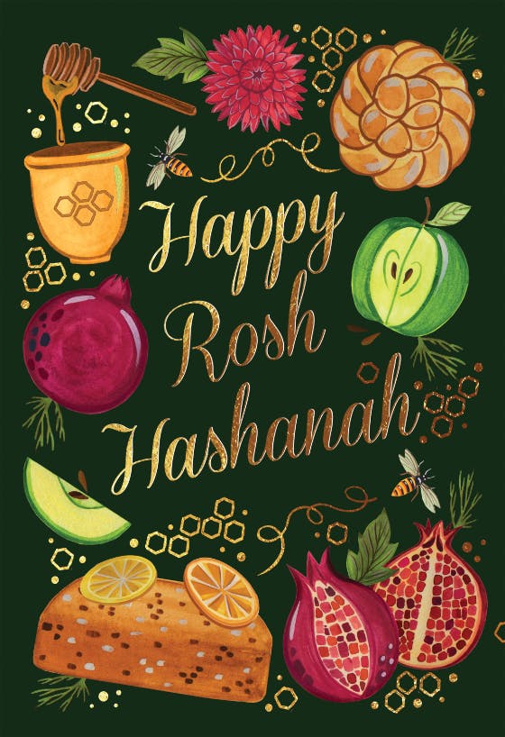 Rosh hashanah foilage -  tarjeta de día festivo