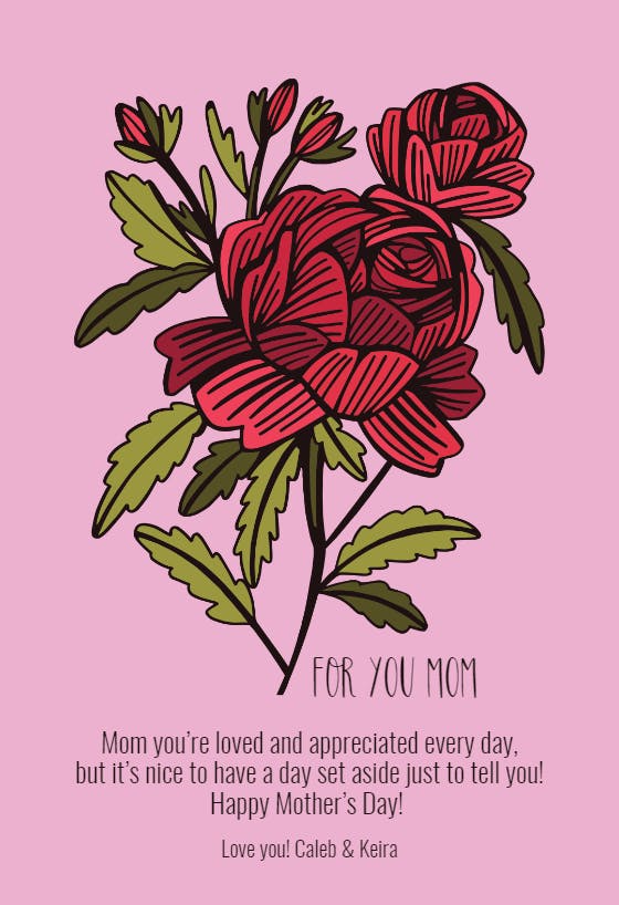 Rosy red - mother's day card