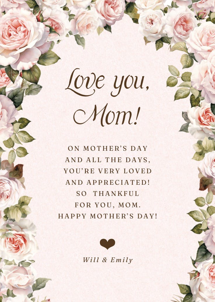 Rosy romance - tarjeta del día de la madre