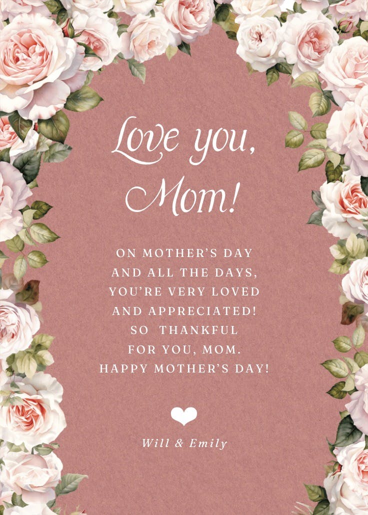 Rosy romance - tarjeta del día de la madre