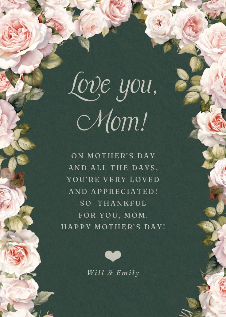 Rosy romance - tarjeta del día de la madre