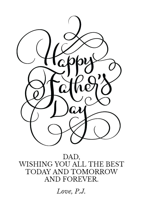Scroll font - father's day card
