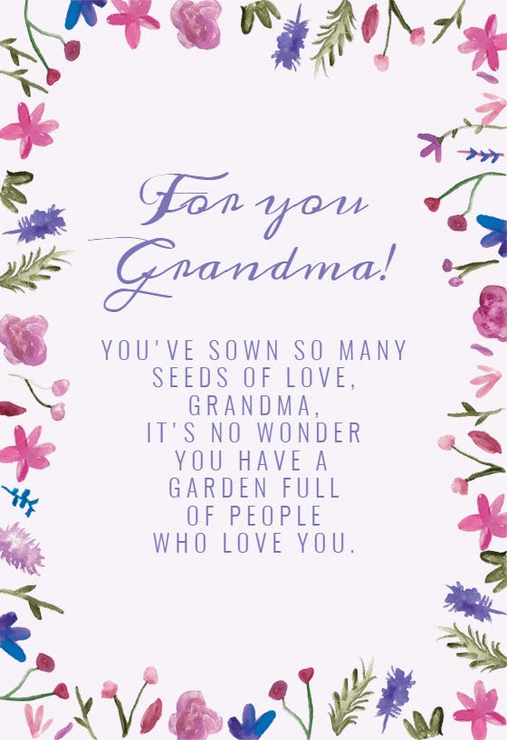 Seeds of love - grandparents day card
