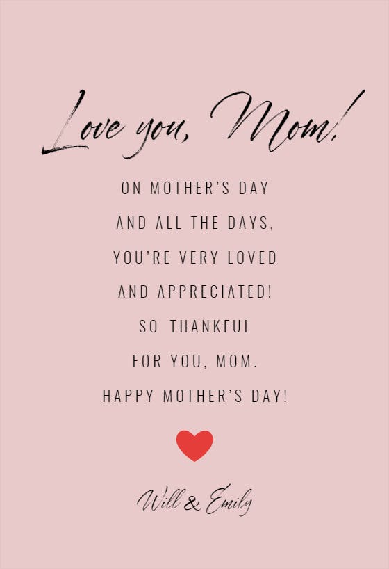 Simply loved - tarjeta del día de la madre