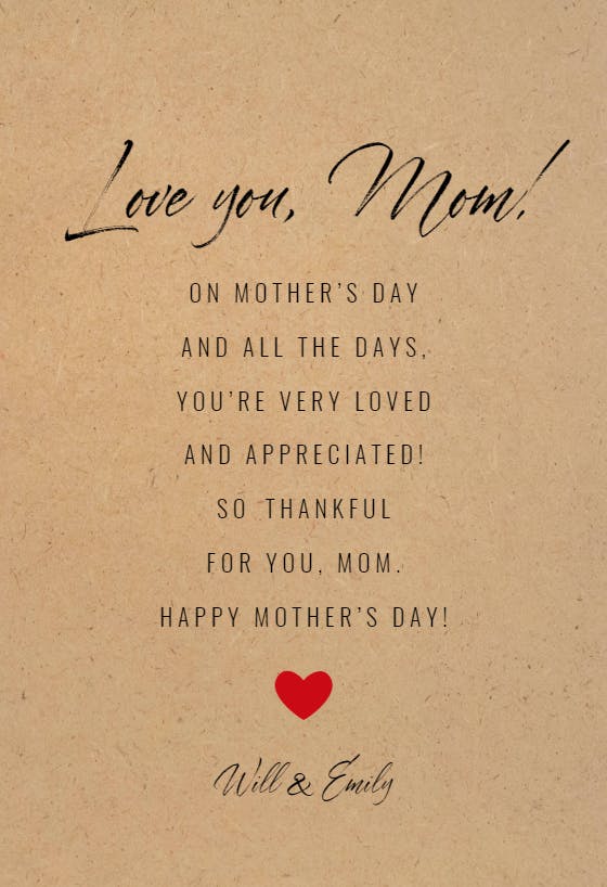 Simply loved - tarjeta del día de la madre