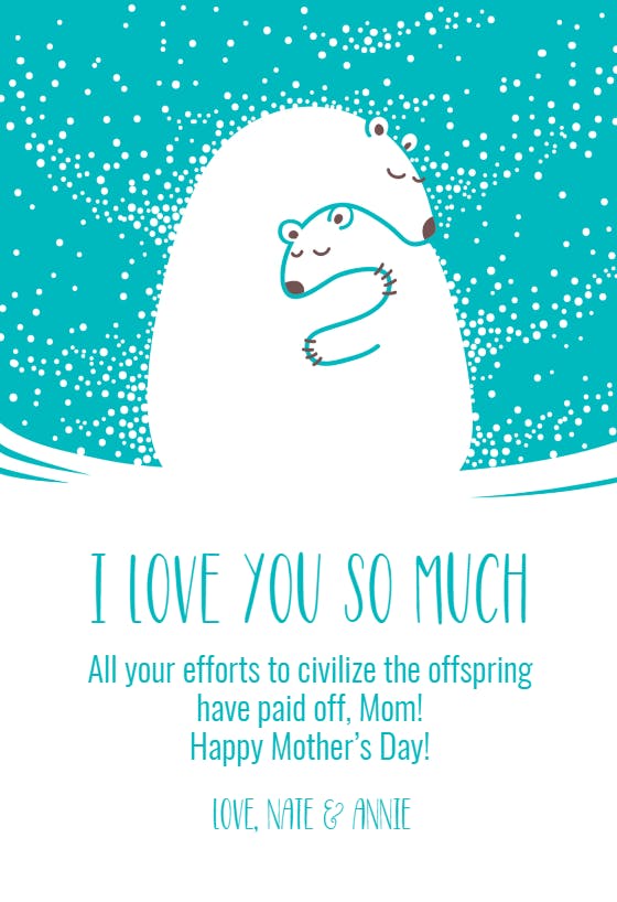 Snow snuggle - mother's day card