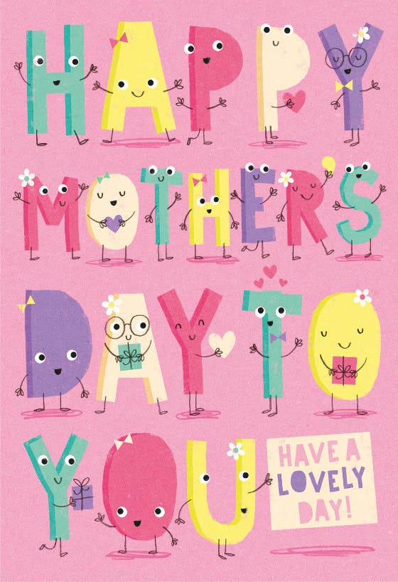 Spelled out - mother's day card