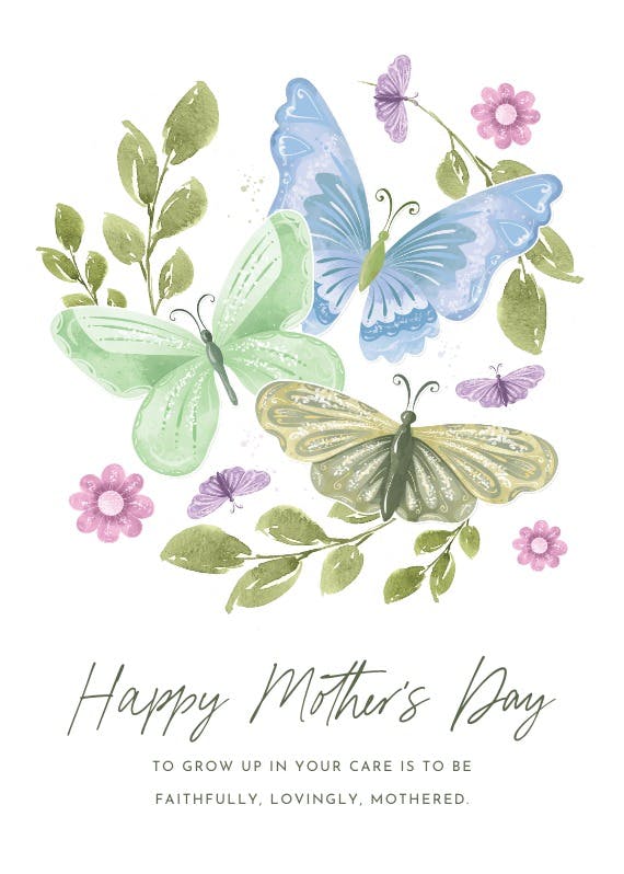 Spring butterflies - tarjeta del día de la madre