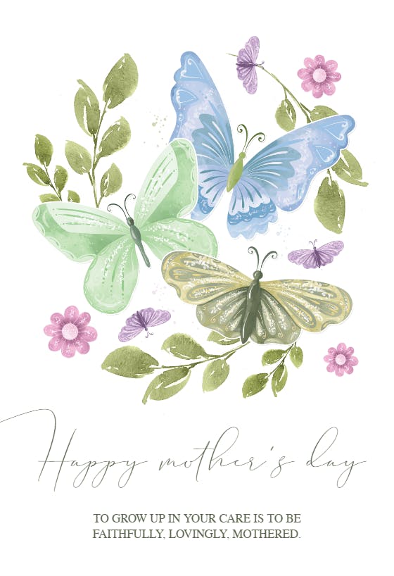 Spring butterflies -  tarjeta del día de la madre