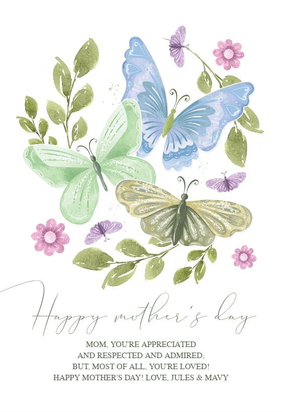 Spring flower butterflies - mother's day card
