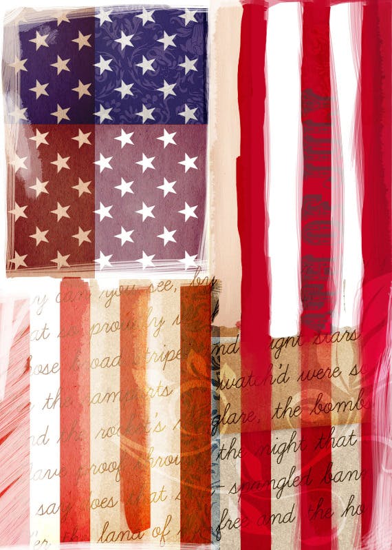Star spangled banner collage - 4th of july greeting card