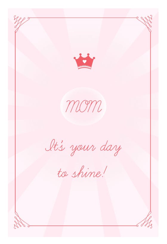 Sunburst crown - mother's day card