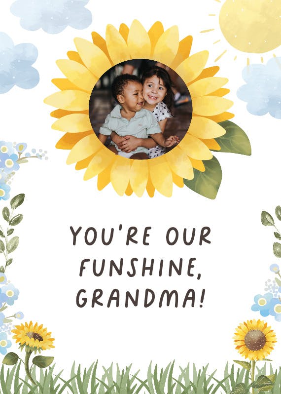 Sunflower smile -  tarjeta para el día de los abuelos