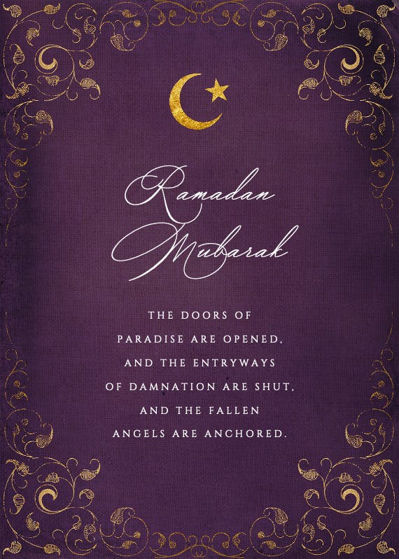 Swirls and frames purple -  tarjeta de ramadán