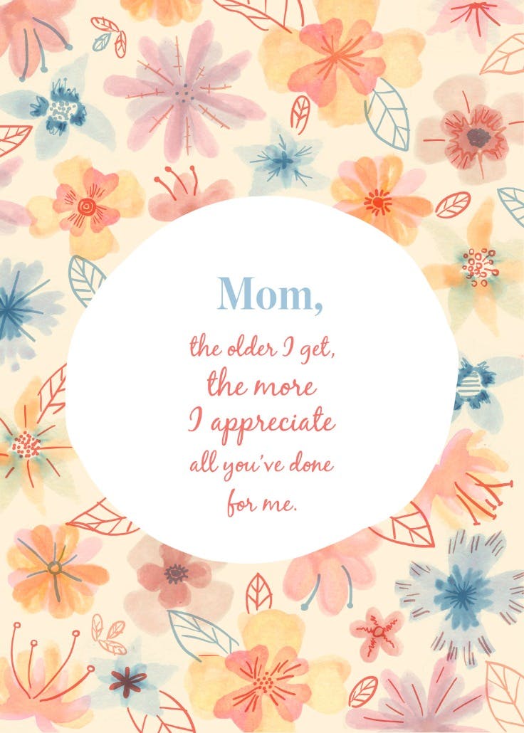 The older i get - mother's day card