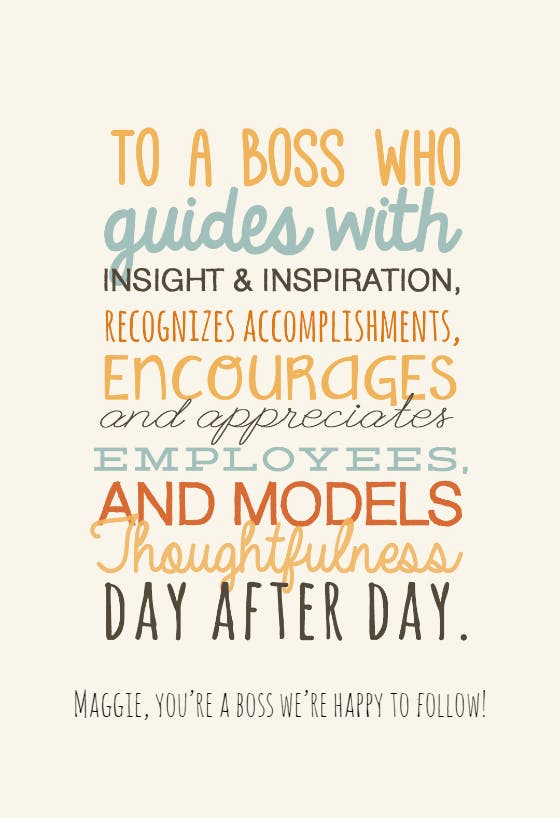 To a boss - boss day card
