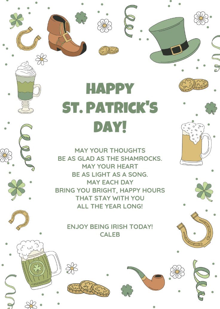 Too much drinking -  tarjeta de san patricio