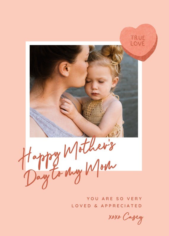 True heart polaroid - mother's day card